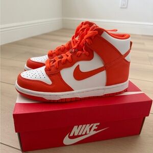 Nike Orange and White High-Top Sneakers